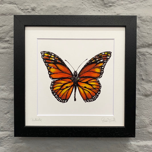 Butterfly-fine-art-painting-Monarch-Butterfly-black-front-framed