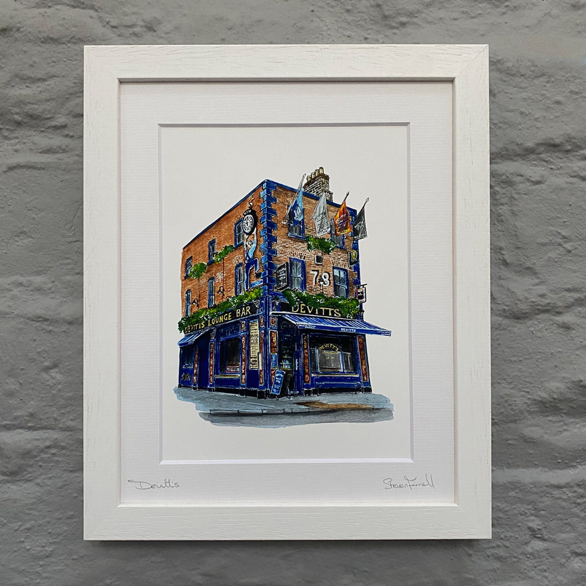 Devitts-Pub-Dublin-white-framed-print-gift-front
