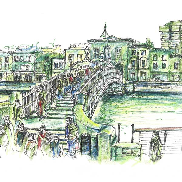 Dublin-city-art-print-Irish-gifts-hapenny-bridge-framed-print