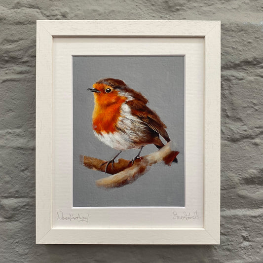 Robin painting. Robin artwork. Gardening gifts. Wildlife art.