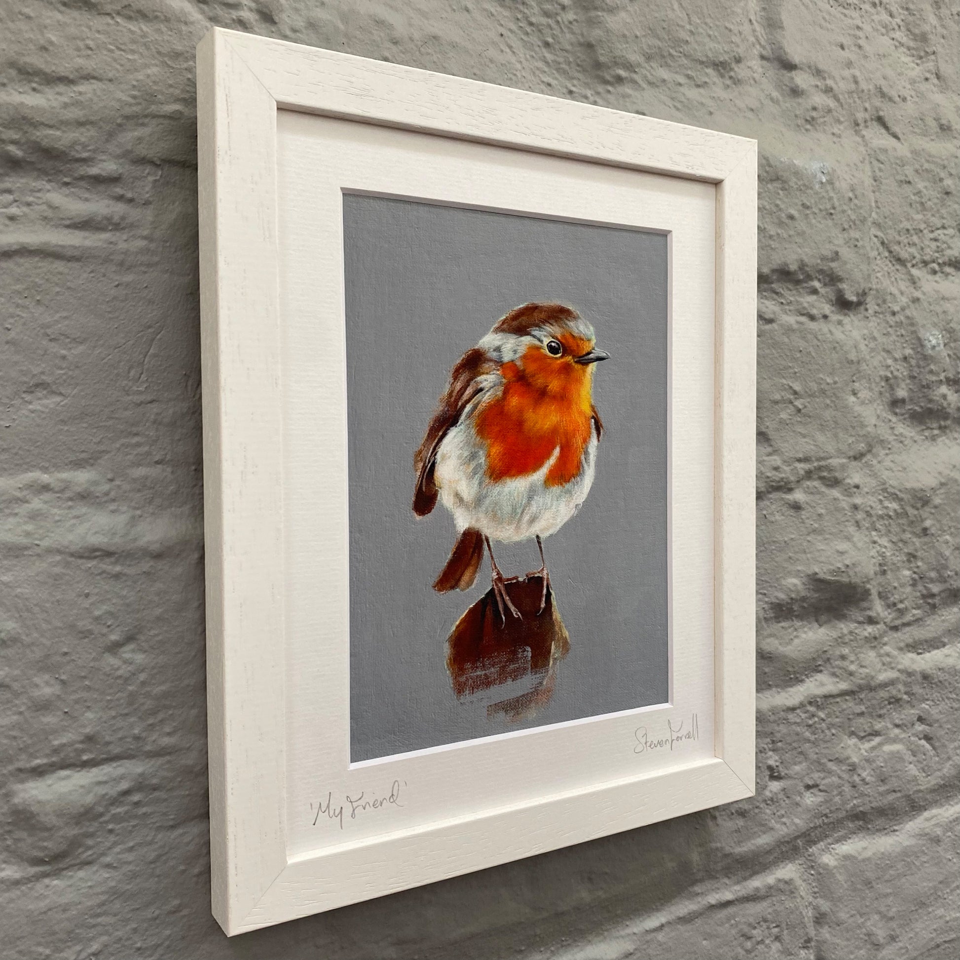 Robin painting. Robin artwork. Gardening gifts. Wildlife art.