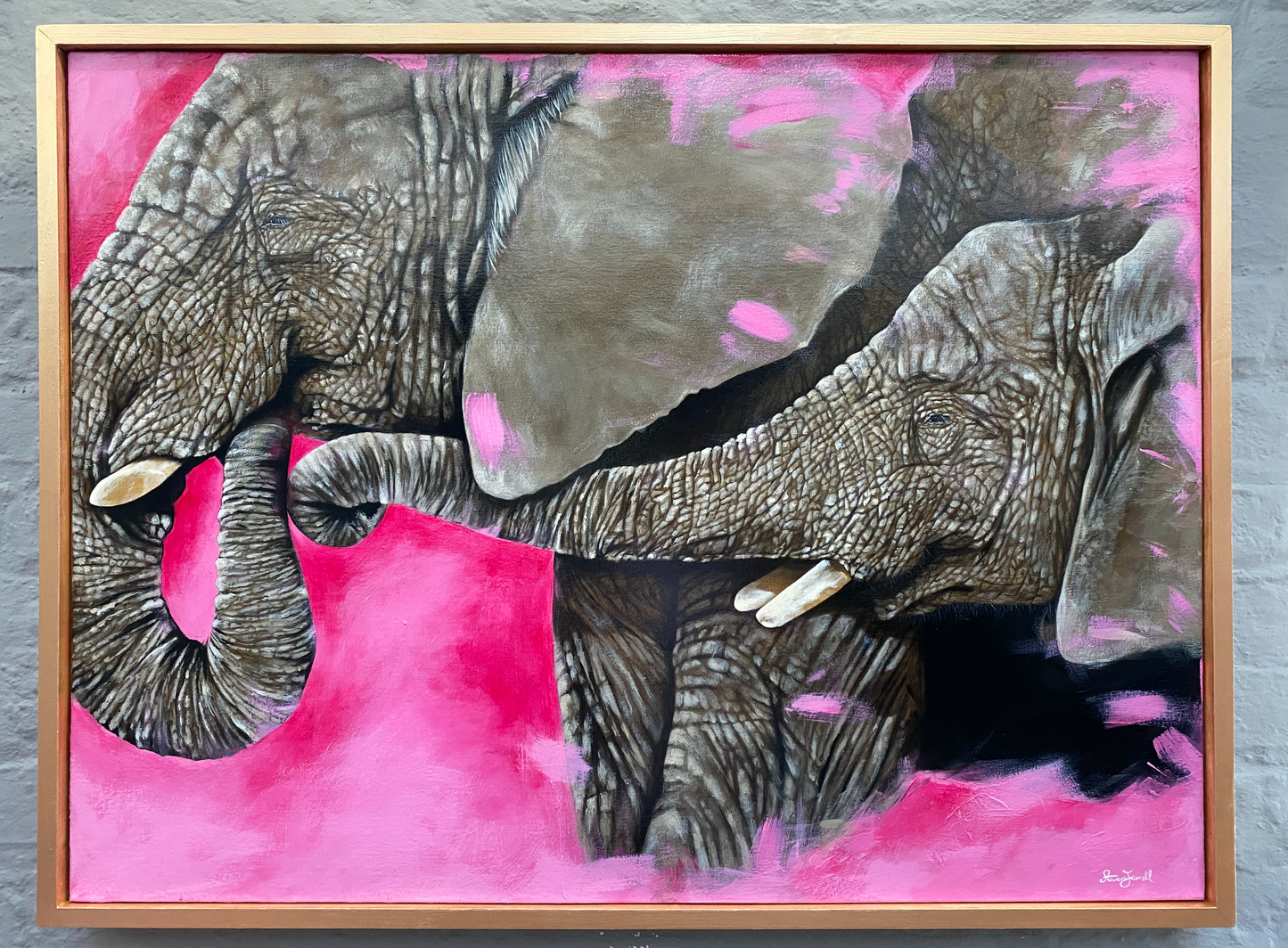 Elephant-family-painting-gold-frame