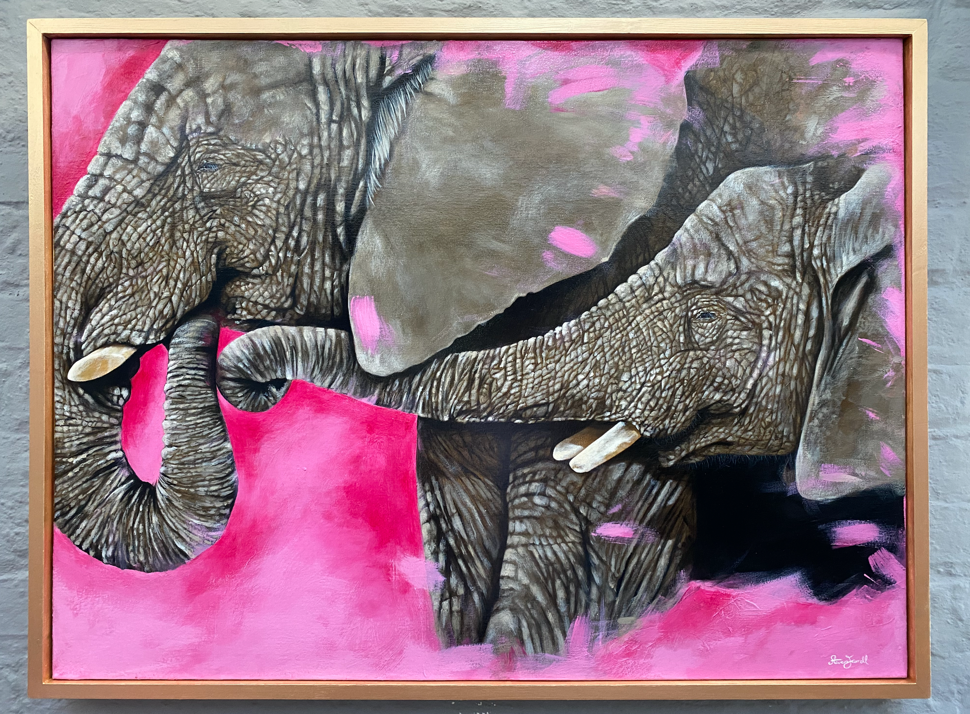 Elephant-family-painting-gold-frame