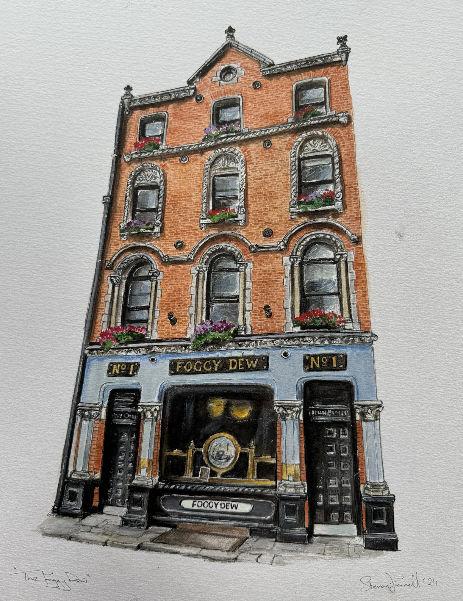 Irish-art-steven-farrell-painting-of-the-Foggy-Dew-pub