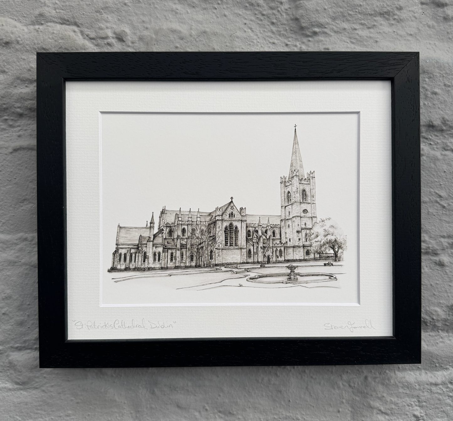 St-patricks-dublin-framed-print-drawing-steven-farrell