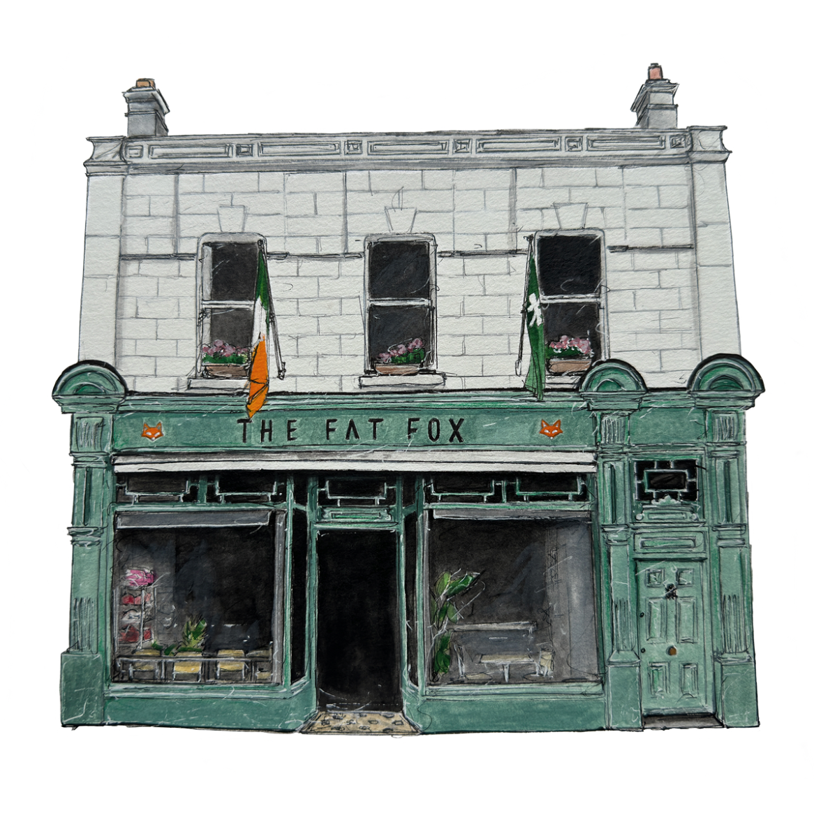 The Fat Fox Greystones - Fine Art Print - Irish Gift – Steven Farrell ...