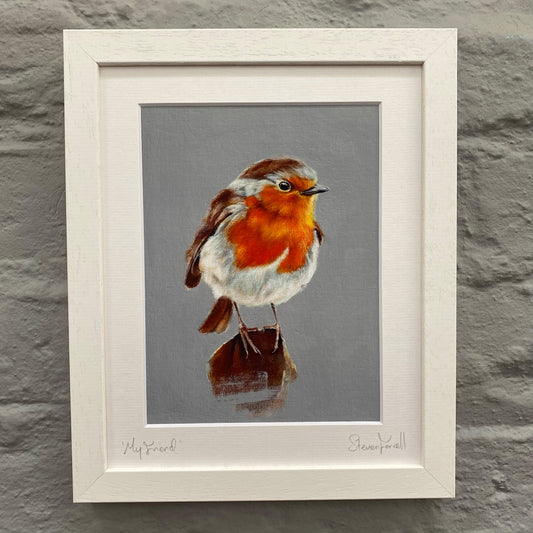 Robin painting. Robin artwork. Gardening gifts. Wildlife art.