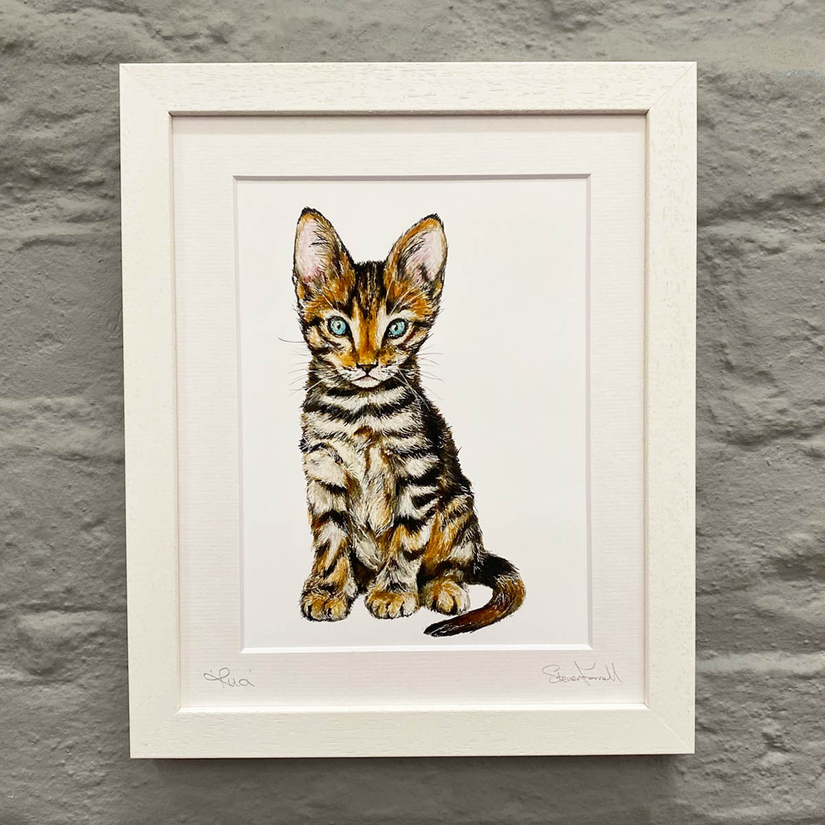 Rua-Kitten-Painting-Framed-in-white-frame