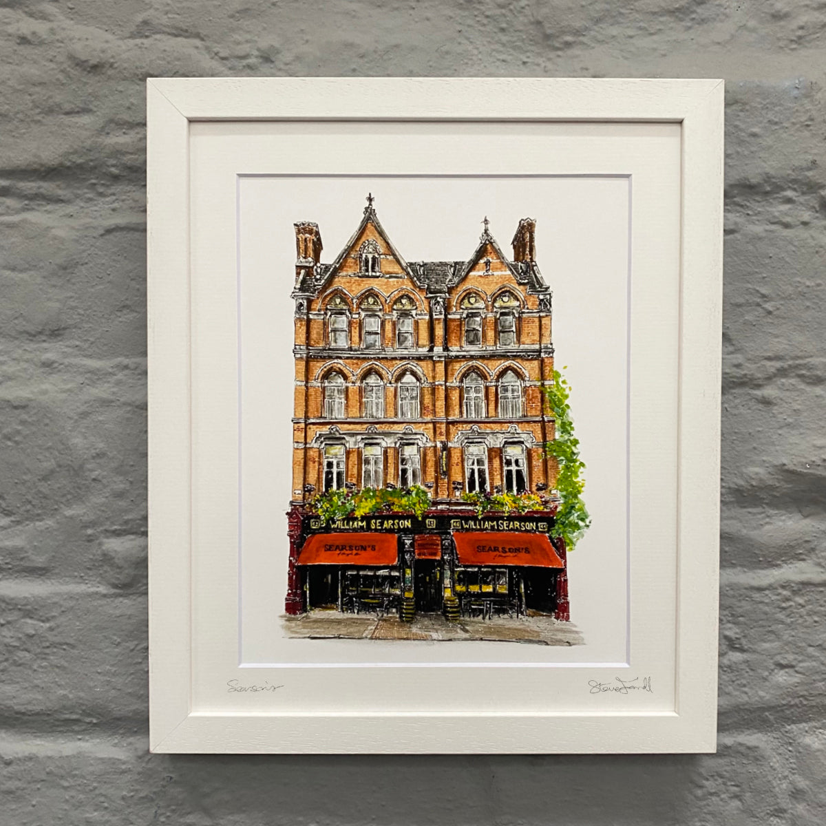 Searsons-bar-Baggot-Street-Dublin-white-frame-artwork-Steven-Farrell
