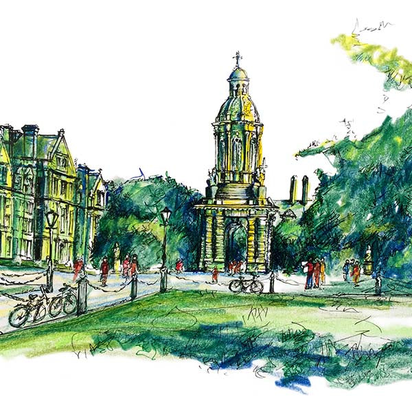 Campanile-Bell-tower-Trinity-College-Dublin-art-work-book-of-Kells